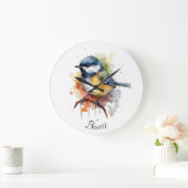 Niedliches Bluetit auf Zweig, Brauch Große Wanduhr (Zuhause)