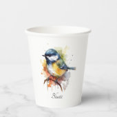 Niedliches Bluetit auf Zweig, Brauch Pappbecher (Vorderseite)