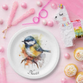 Niedliches Bluetit auf Zweig, Brauch Pappteller (Party)