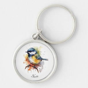 Niedliches Bluetit auf Zweig, Brauch Schlüsselanhänger