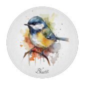 Niedliches Bluetit auf Zweig, Brauch Schneidebrett (Vorderseite)