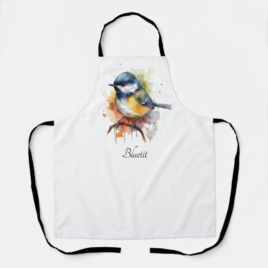 Niedliches Bluetit auf Zweig, Brauch Schürze (Vorderseite)