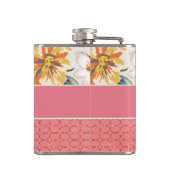 Niedliches Blumen-Imitat-rosa Glitzer-Kreise Flachmann (Rückseite)