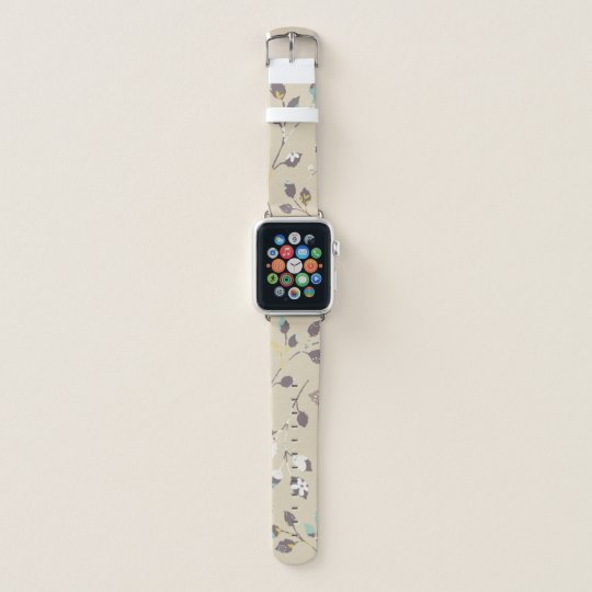 Niedliches Blumen Muster Mit Beige Hintergrund Apple Watch Armband Zazzle De