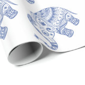 Niedliches Blumendesign in Weiß und Blau Geschenkpapier (Rolleneckpunkt)