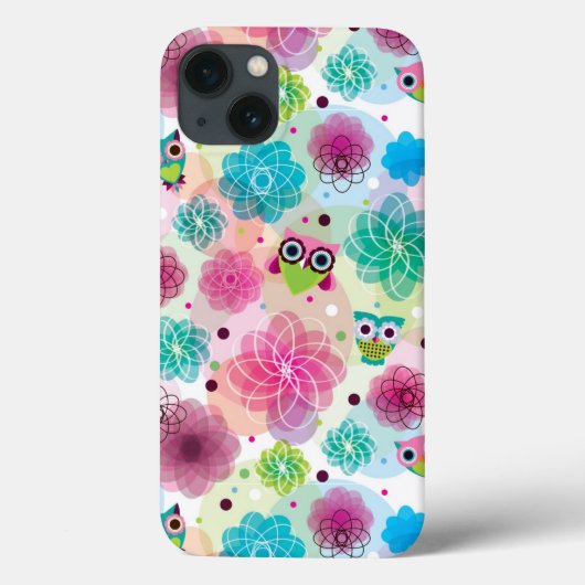 Niedliches Blumeneulen-Hintergrundmuster Case-Mate iPhone Hülle (Rückseite)
