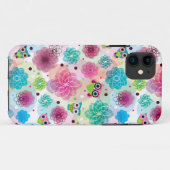 Niedliches Blumeneulen-Hintergrundmuster Case-Mate iPhone Hülle (Rückseite (Horizontal))
