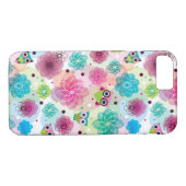 Niedliches Blumeneulen-Hintergrundmuster Case-Mate iPhone Hülle (Rückseite (Horizontal))