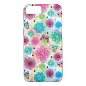 Niedliches Blumeneulen-Hintergrundmuster Case-Mate iPhone Hülle (Rückseite)