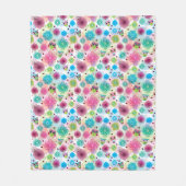 Niedliches Blumeneulen-Hintergrundmuster Fleecedecke (Vorderseite)