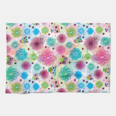 Niedliches Blumeneulen-Hintergrundmuster Geschirrtuch (Horizontal)
