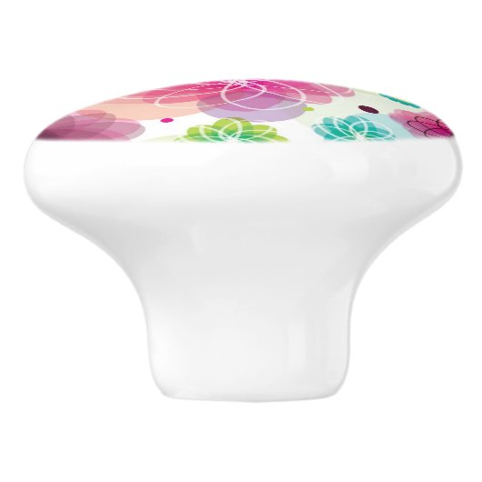 Niedliches Blumeneulen-Hintergrundmuster Keramikknauf (Seitenansicht)