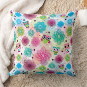 Niedliches Blumeneulen-Hintergrundmuster Kissen (Decke)