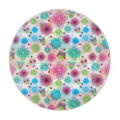 Niedliches Blumeneulen-Hintergrundmuster Schneidebrett (Vorderseite)