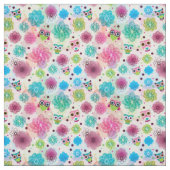 Niedliches Blumeneulen-Hintergrundmuster Stoff (Muster)