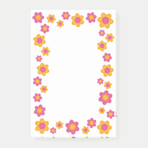 Niedliches Blumenfederdesign fuchsienrosa und gelb Post-it Klebezettel