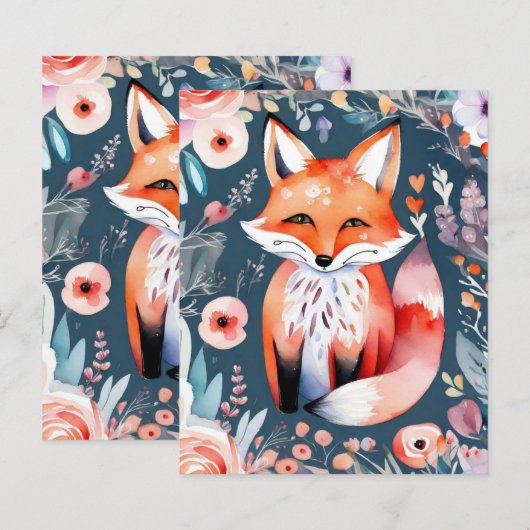 Niedliches Blumenfoxpapier (Vorne/Hinten)
