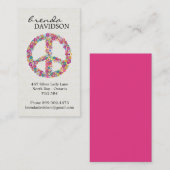 Niedliches Blumenfriedenszeichen-Profil/nennende Telefonnummerkarte (Vorne/Hinten)