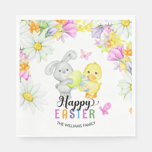 Niedliches Blumengebäck & Kick Ostereier Jagd & Br Serviette (Vorderseite)