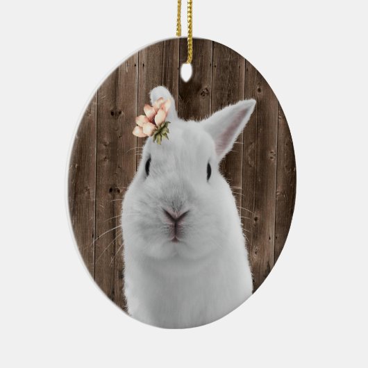 Niedliches Blumengebälk Weißes Kaninchenholz Keramik Ornament (Rechts)