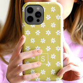 Niedliches Blumengelbgras-Lilatmuster Monogramm Case-Mate iPhone Hülle