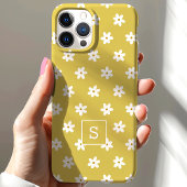 Niedliches Blumengelbgras-Lilatmuster Monogramm Case-Mate iPhone Hülle