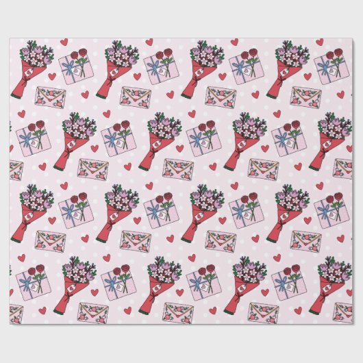 Niedliches Blumengeschenk Valentinstag Geschenkpapier (Flach)