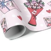 Niedliches Blumengeschenk Valentinstag Geschenkpapier (Rolleneckpunkt)