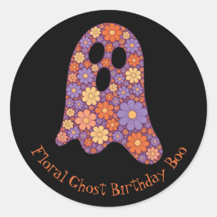 Niedliches Blumenghost-Bootsticker Halloween Runder Aufkleber