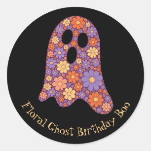 Niedliches Blumenghost-Bootsticker Halloween Runder Aufkleber