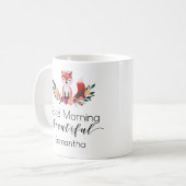 Niedliches Blumenguter Morgen-Skript Fox Kaffeetasse (Vorderseite Links)