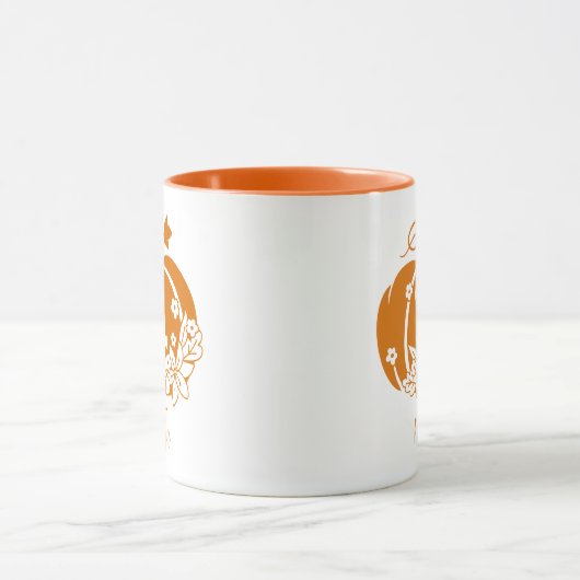 Niedliches BlumenHalloween oder Erntedank Pumpkin Tasse (Zentrum)