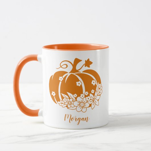 Niedliches BlumenHalloween oder Erntedank Pumpkin Tasse (Links)