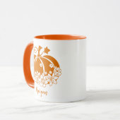 Niedliches BlumenHalloween oder Erntedank Pumpkin Tasse (Vorderseite Links)