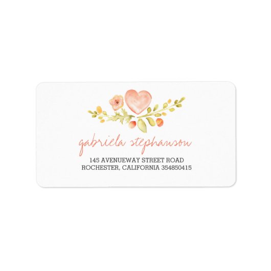 niedliches Blumenherz Adressaufkleber (Vorne)