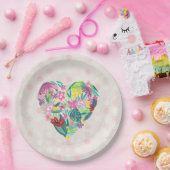 Niedliches Blumenherz mit tropischen Blume Geburts Pappteller (Party)