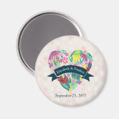 Niedliches Blumenherz mit tropischen Blume Hochzei Magnet (Vorderseite/Rückseite)