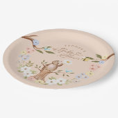 Niedliches Blumenholz-Bärendusche Pappteller (Schrägansicht)