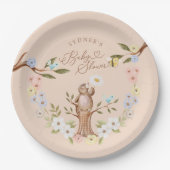 Niedliches Blumenholz-Bärendusche Pappteller (Vorderseite)