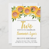 Niedliches Blumenkinder zum zweiten Geburtstag Einladung (Vorderseite)