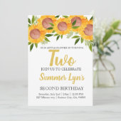 Niedliches Blumenkinder zum zweiten Geburtstag Einladung (Stehend Vorderseite)