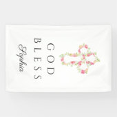 Niedliches Blumenkreuz Religiöses Mädchen Gott seg Banner (Horizontal)