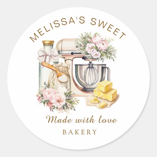 Niedliches Blumenkuchenmischmittel Runder Aufkleber (Vorderseite)