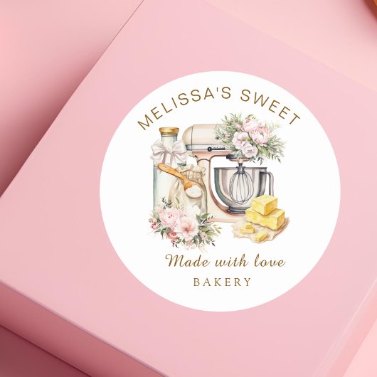 Niedliches Blumenkuchenmischmittel Runder Aufkleber