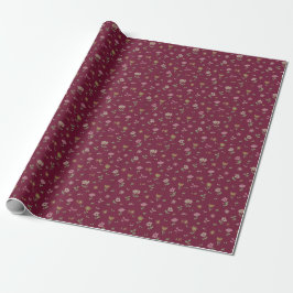 Niedliches Blumenmuster auf Rot Geschenkpapier