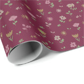 Niedliches Blumenmuster auf Rot Geschenkpapier (Rolleneckpunkt)