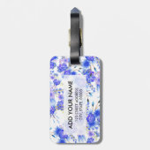 Niedliches Blumenmuster des eleganten rosa blauen Gepäckanhänger (Rückseite vertikal)