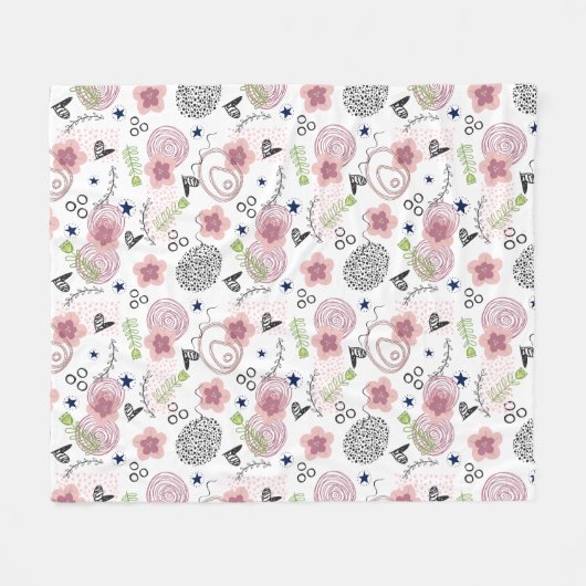 Niedliches Blumenmuster Fleecedecke (Vorderseite (Horizontal))