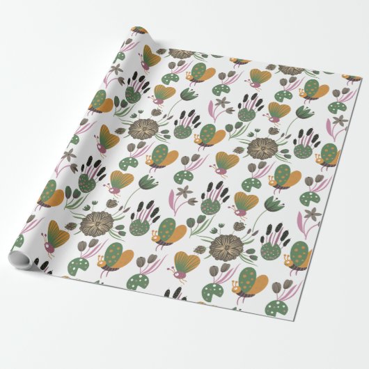 Niedliches Blumenmuster Geschenkpapier (Ungerollt)