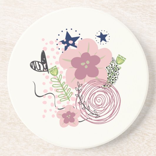 Niedliches Blumenmuster Getränkeuntersetzer (Vorne)